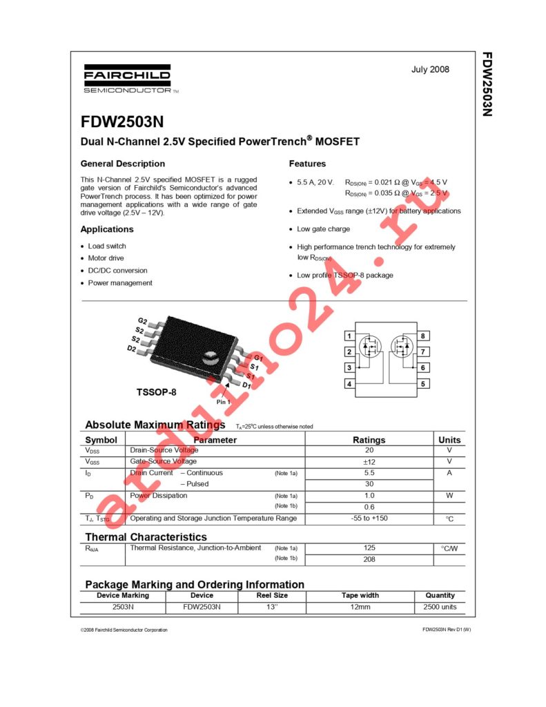 FDW2503N datasheet