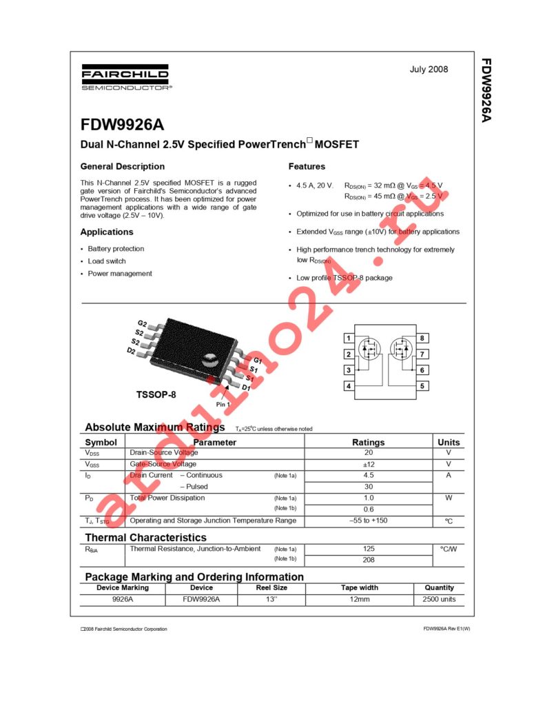 FDW9926A datasheet