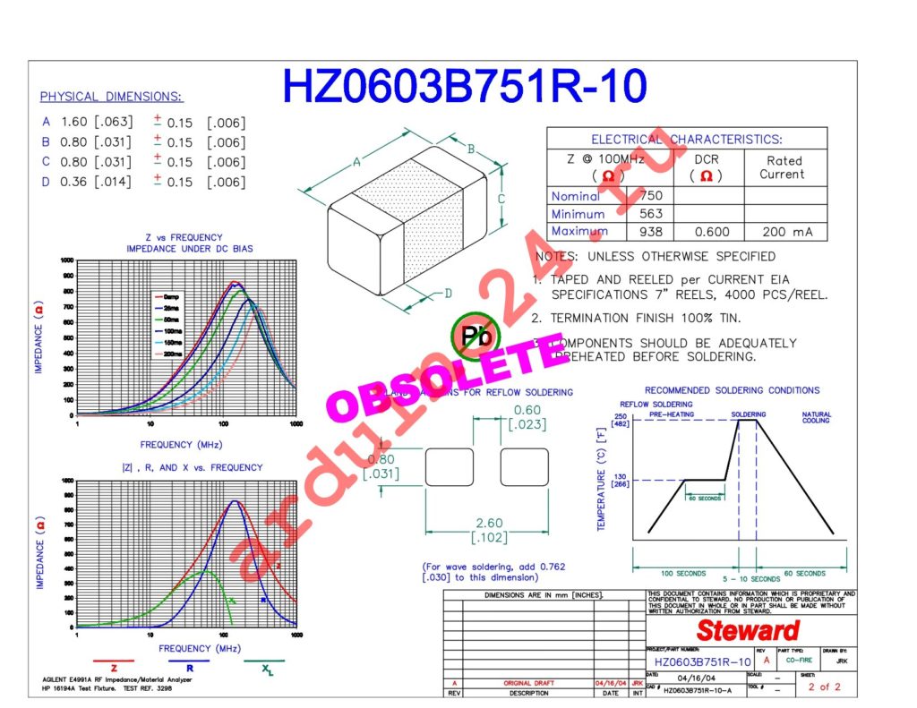 HZ0603B751R-10 datasheet