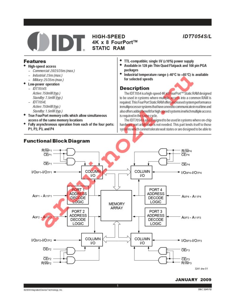IDT7054L25PRF8 datasheet