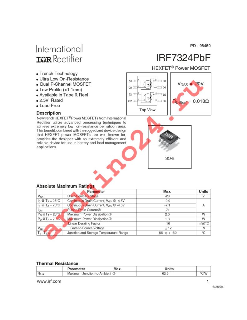 IRF7324TRPBF datasheet