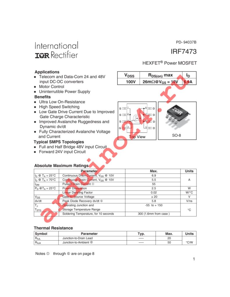 IRF7473PBF datasheet