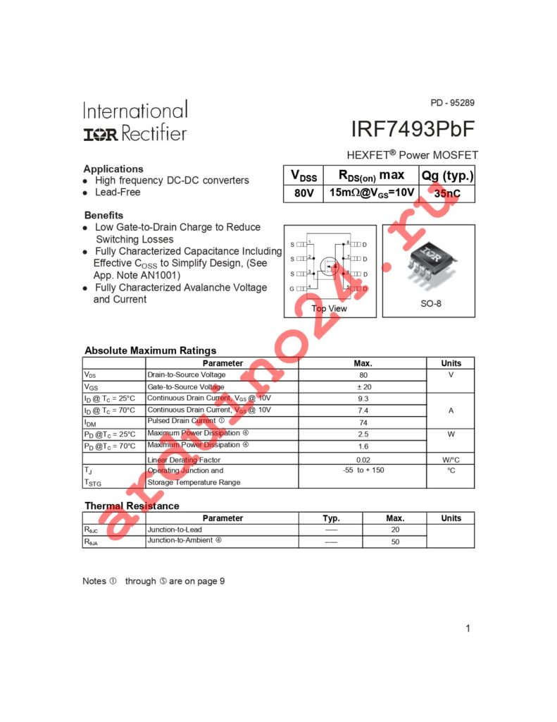 IRF7493TRPBF datasheet