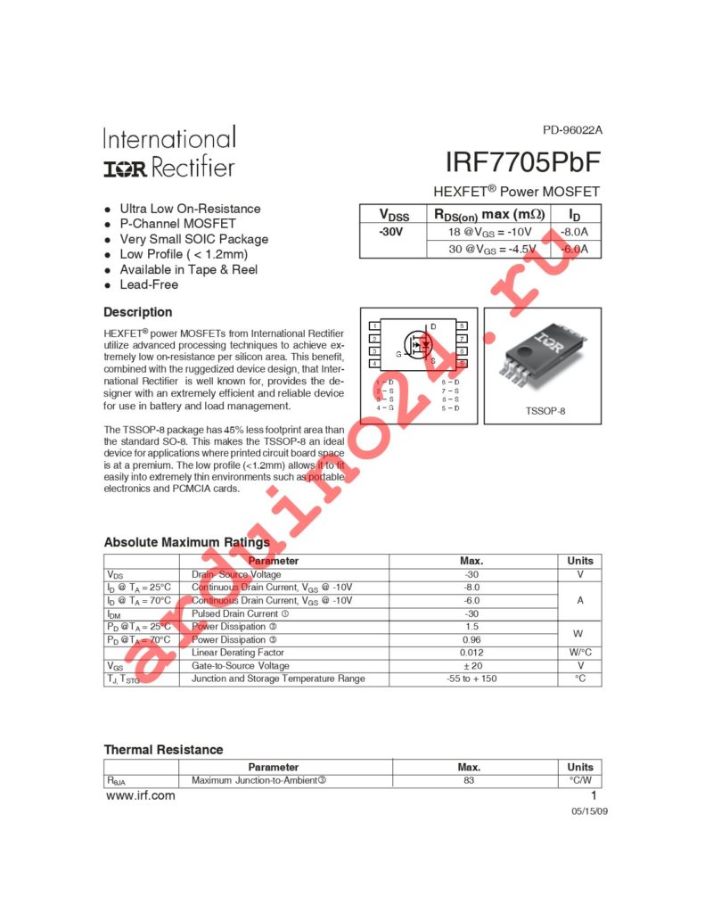 IRF7705TRPBF datasheet