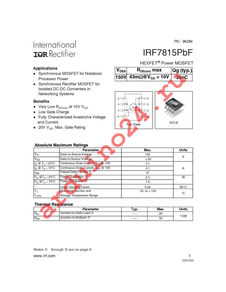 IRF7815PBF datasheet