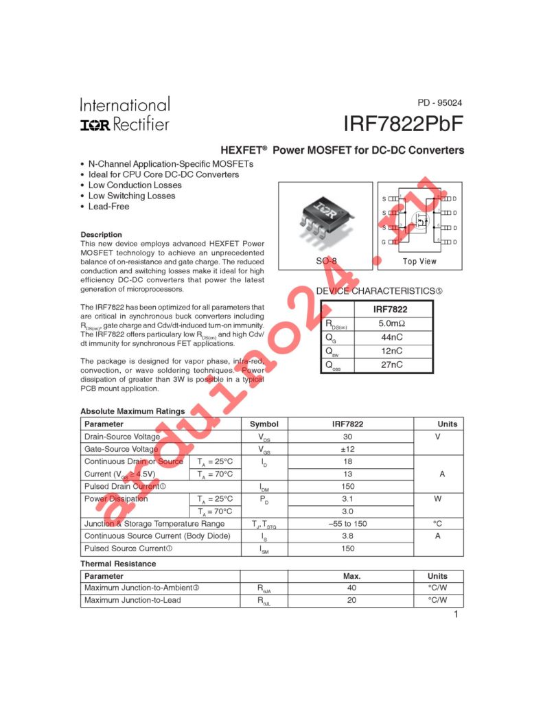 IRF7822TRPBF datasheet