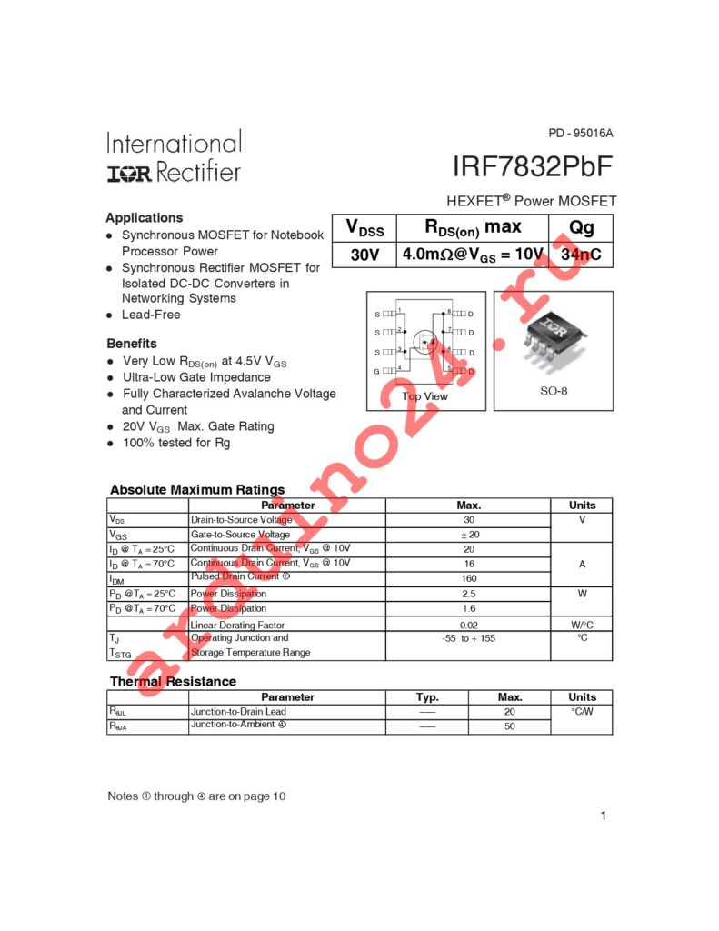 IRF7832TRPBF datasheet