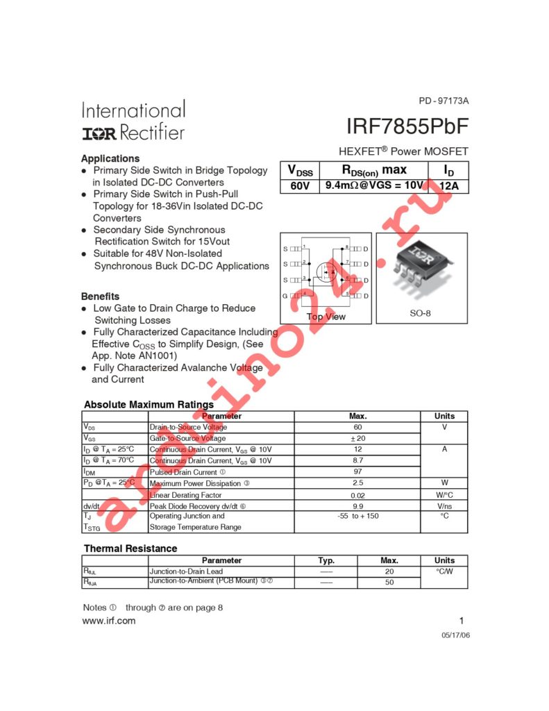 IRF7855PBF datasheet