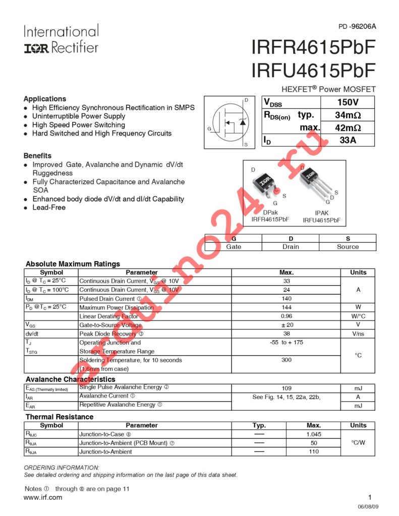 IRFR4615PBF datasheet
