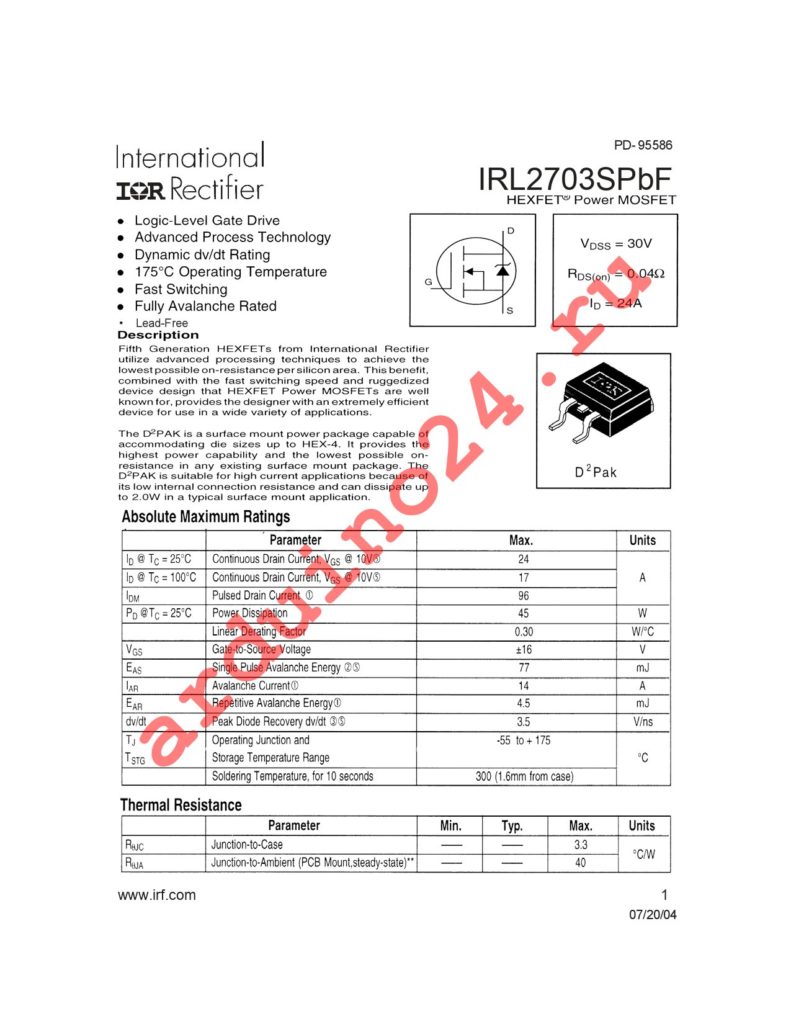 IRL2703SPBF datasheet