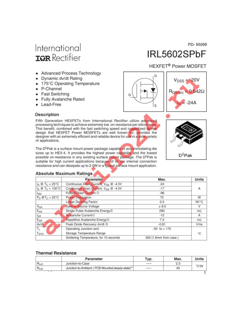 IRL5602SPBF datasheet