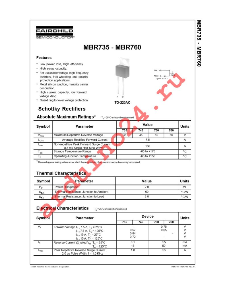 MBR750 datasheet