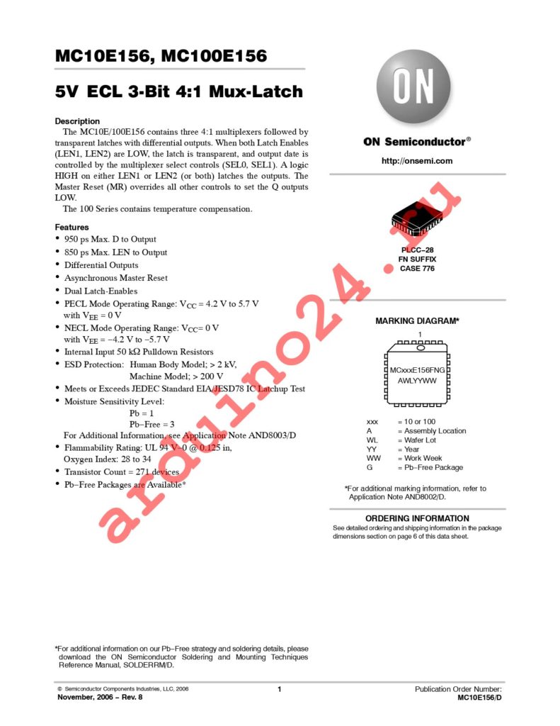 MC10E156FN datasheet