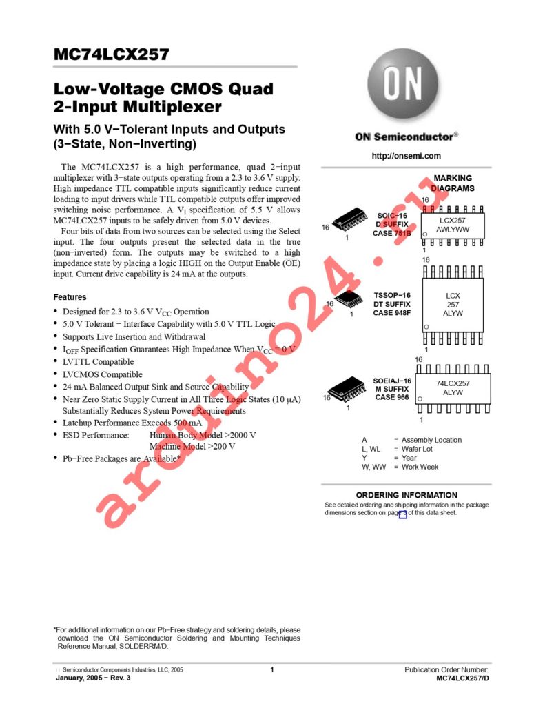 MC74LCX257M datasheet