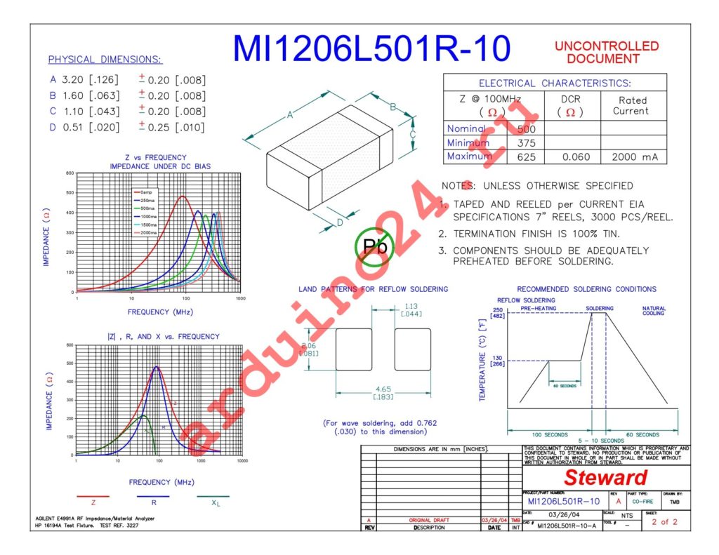 MI1206L501R-10 datasheet