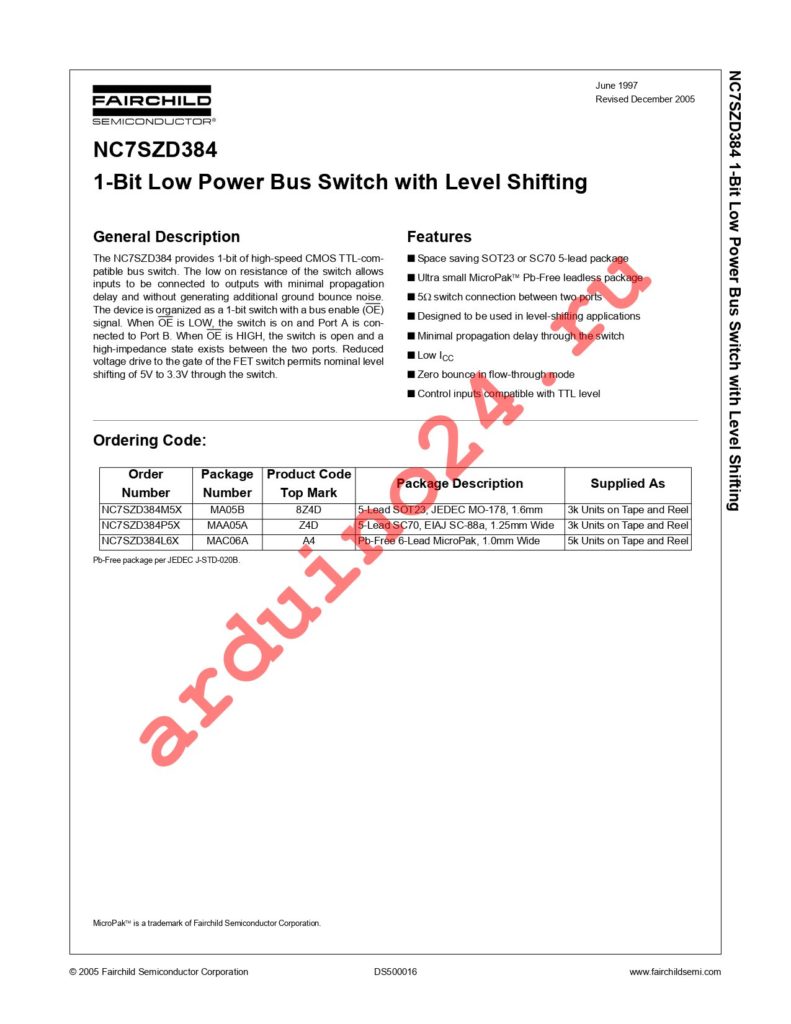 NC7SZD384L6X datasheet