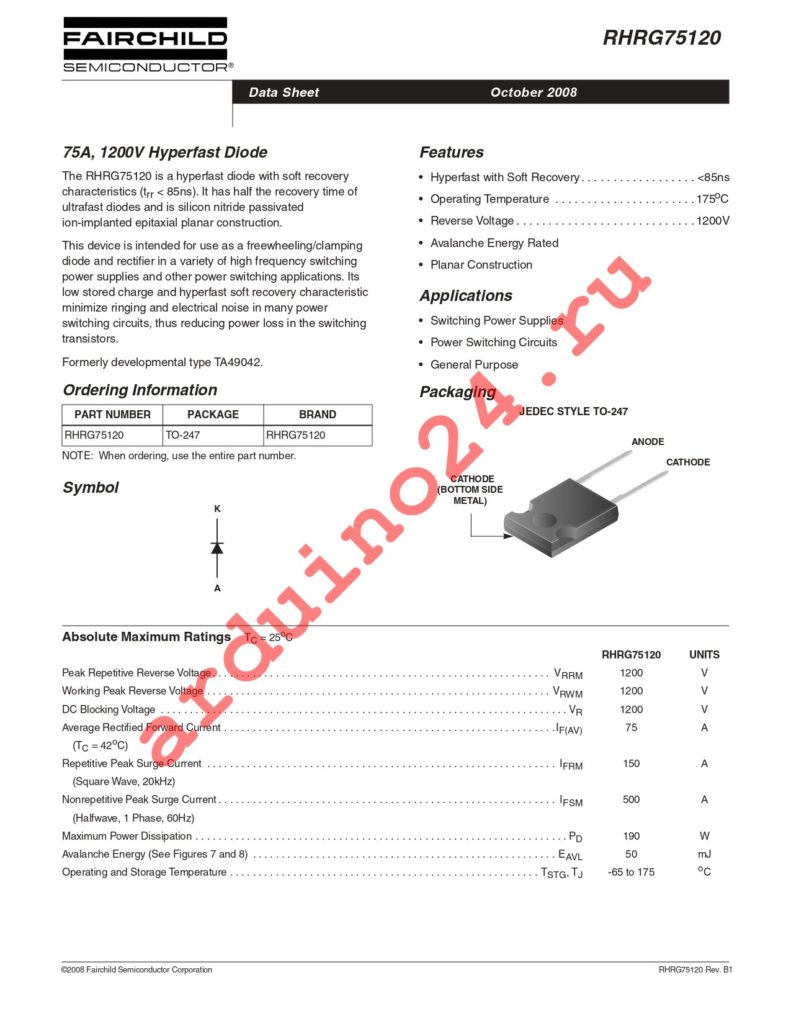 RHRG75120 datasheet