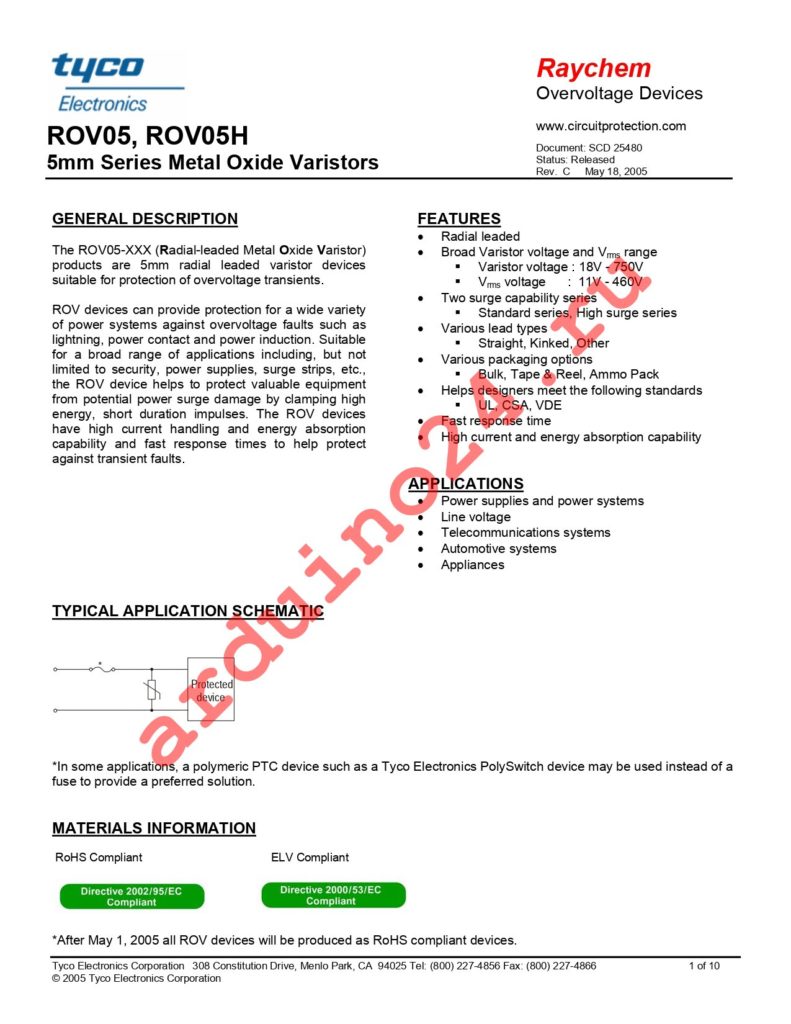 ROV05-201K-S datasheet