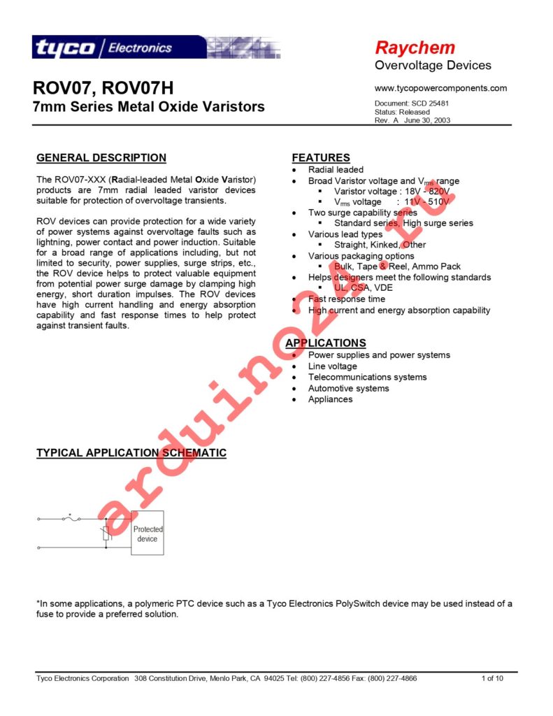 ROV07H511K-S datasheet