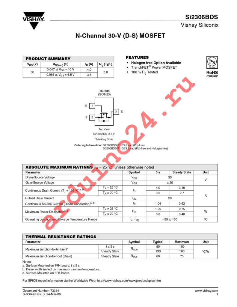 SI2306BDS-T1-GE3 datasheet
