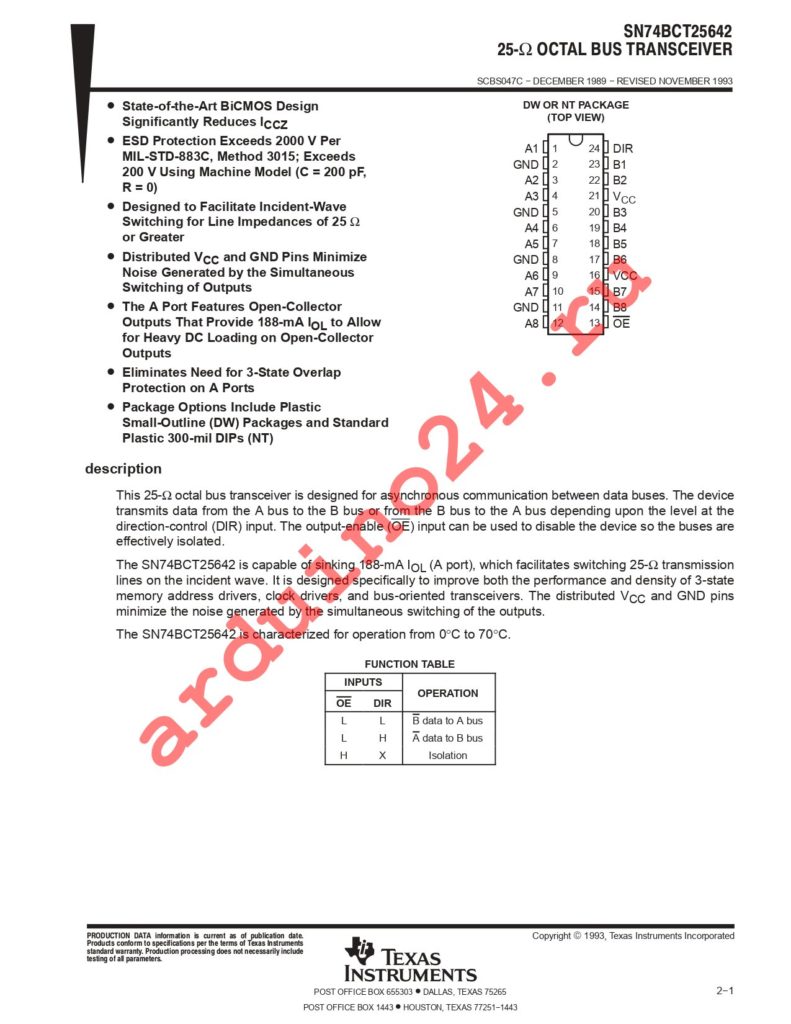 SN74BCT25642DW datasheet