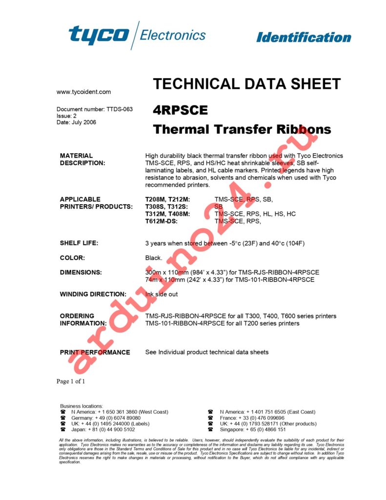 TMS-RJS-RIBBON-4RPSCE datasheet