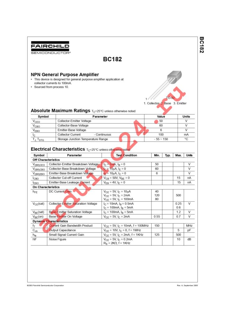 BC182 datasheet