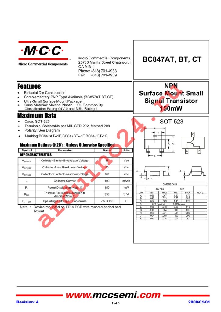 BC847CT-TP datasheet