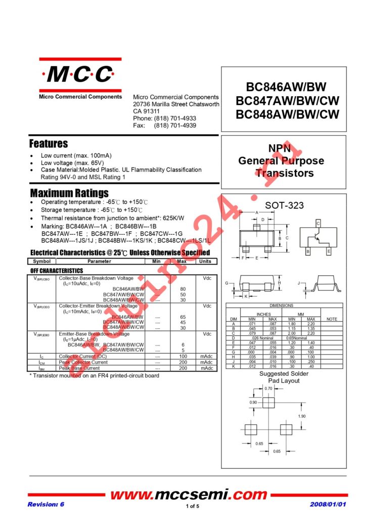 BC847CW-TP datasheet
