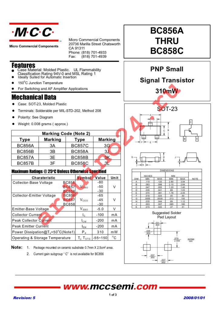 BC857A-TP datasheet