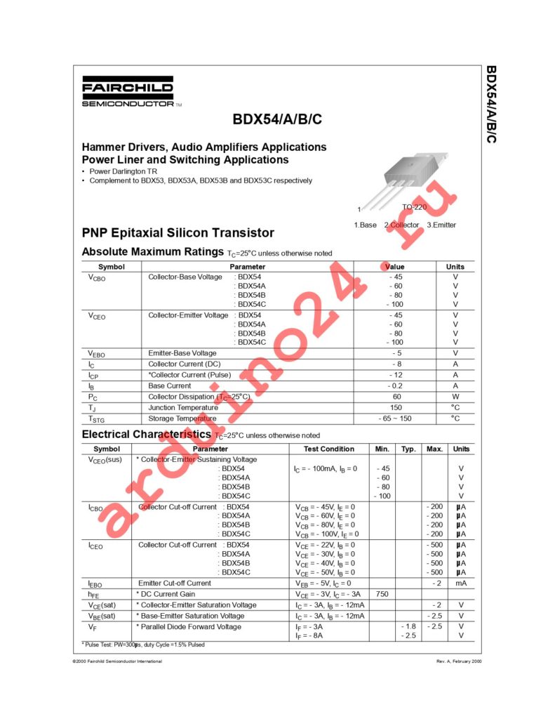 BDX54C datasheet