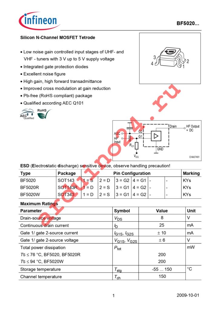 BF 5020W H6327 datasheet