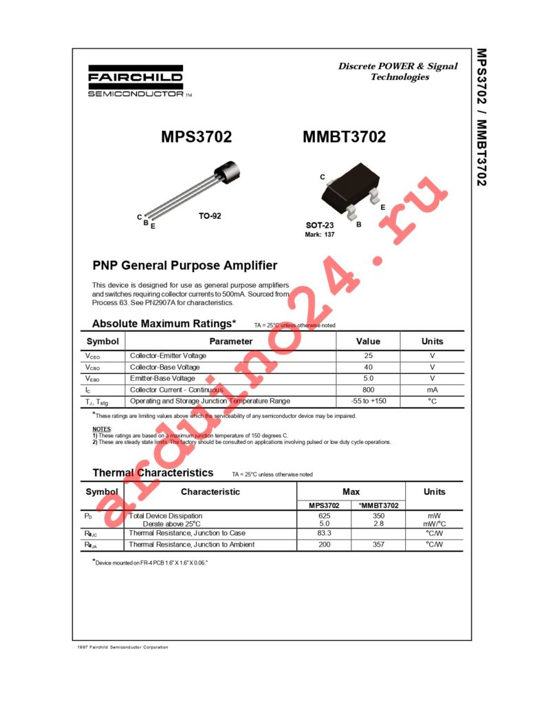 MPS3702_D26Z datasheet