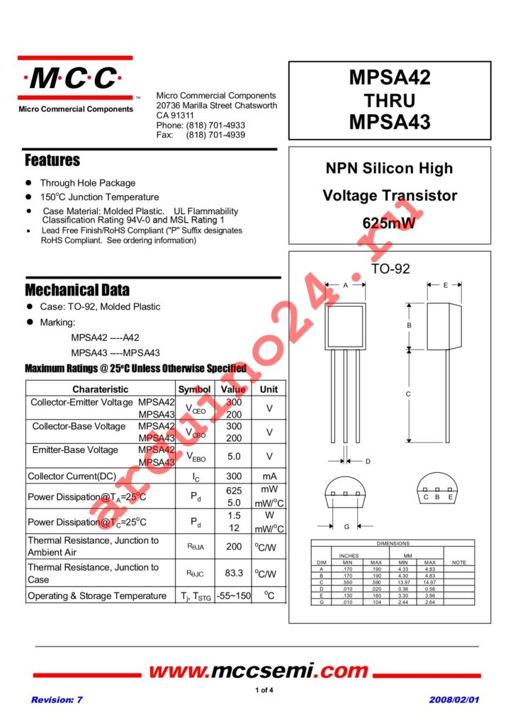 MPSA43-AP datasheet