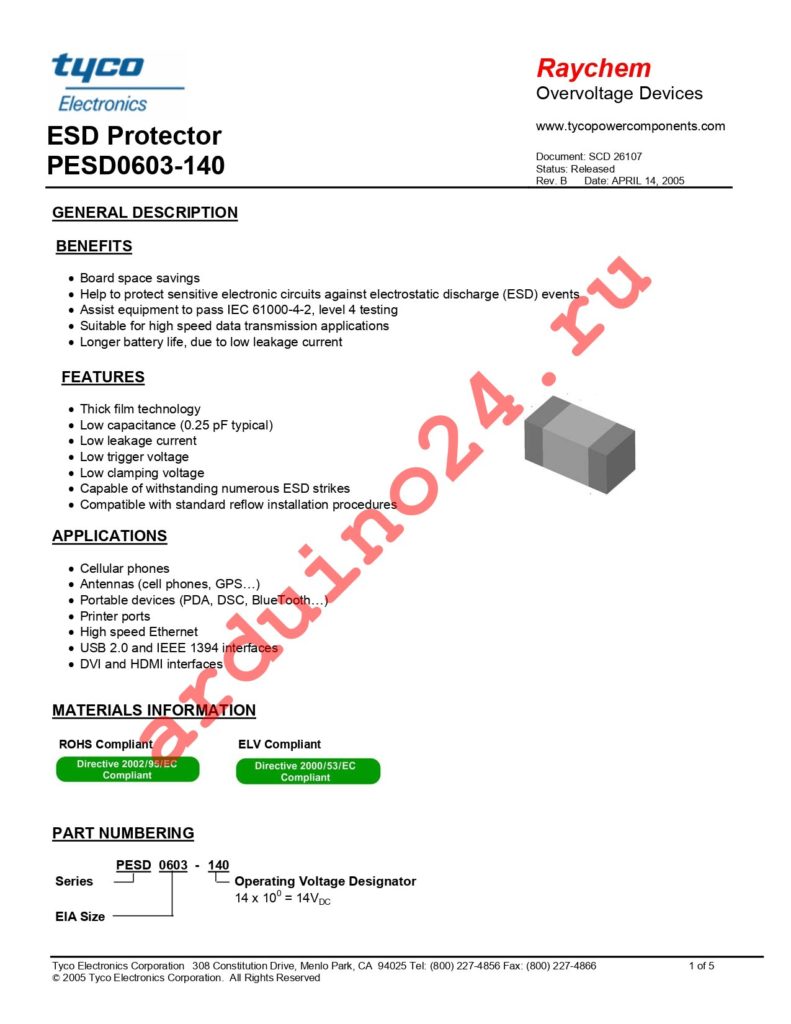 PESD0603-240 datasheet
