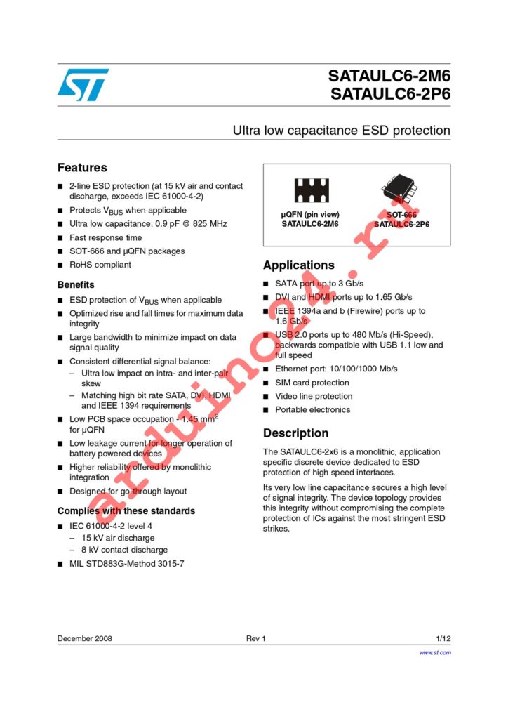 SATAULC6-2P6 datasheet