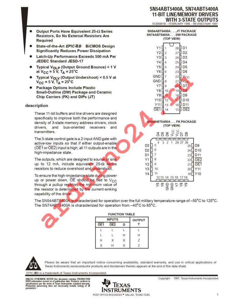 SN74ABT5400ADWRE4 datasheet