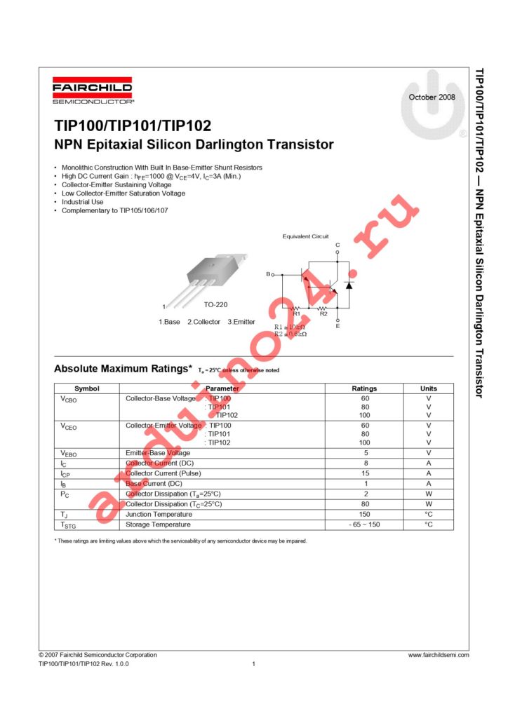 TIP102TU datasheet