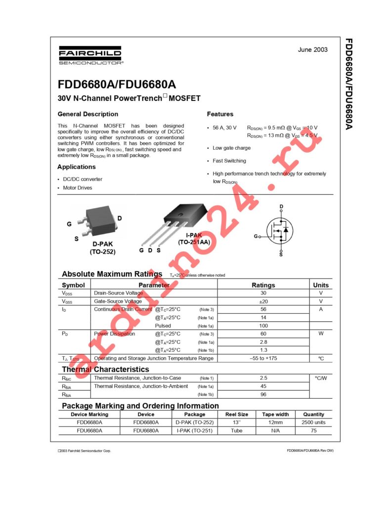 FDD6680A datasheet