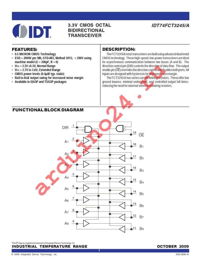 IDT74FCT3245PGG8 datasheet