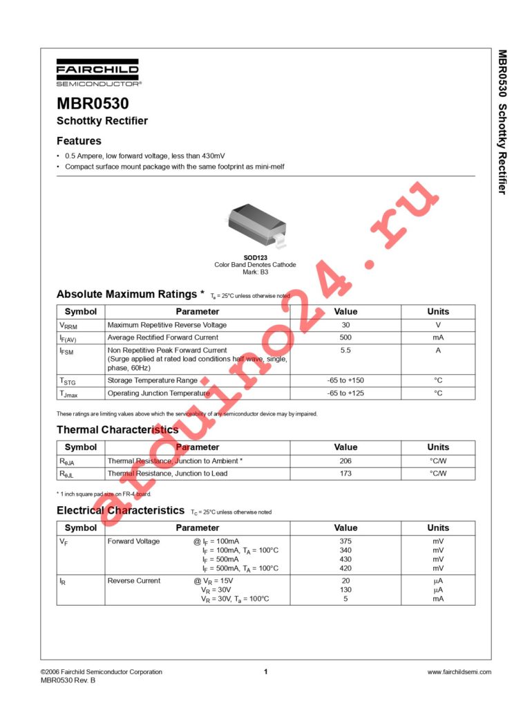 MBR0530 datasheet