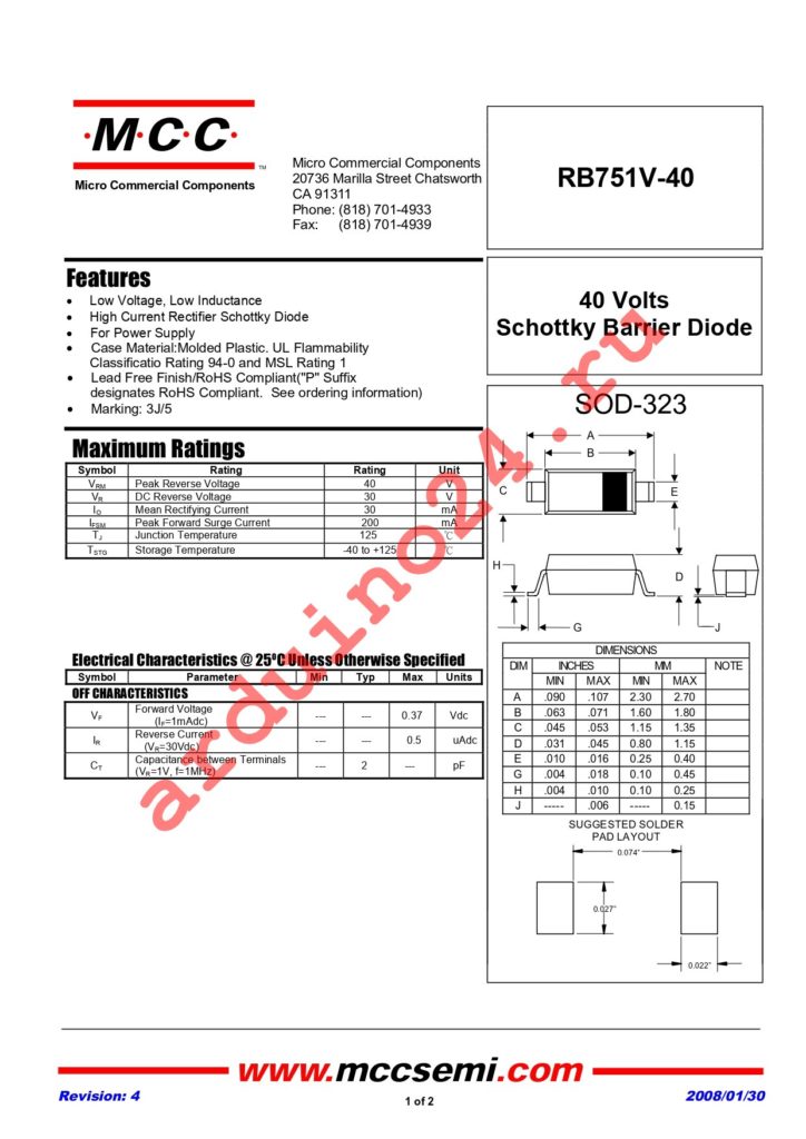 RB751V-40-TP datasheet